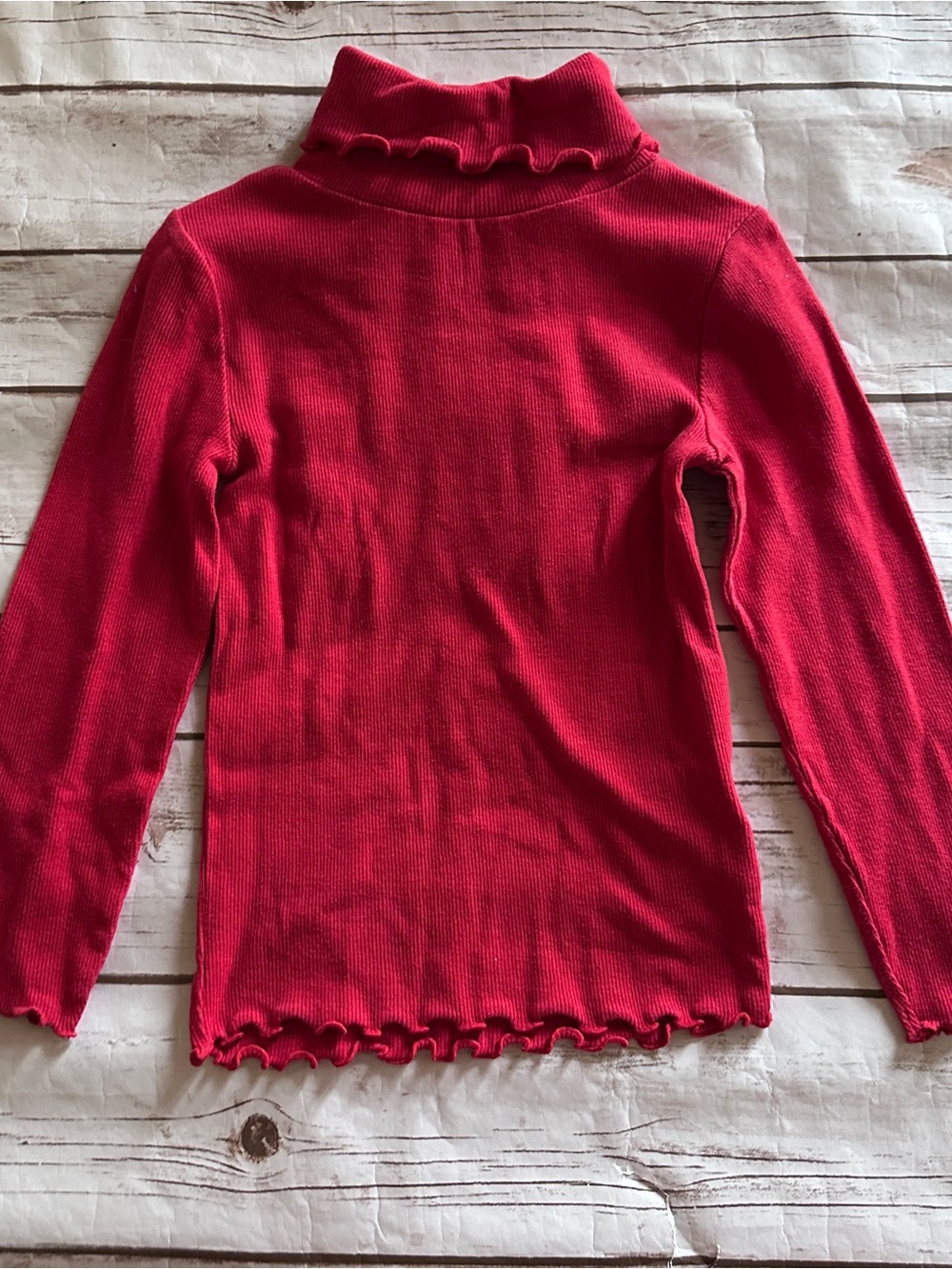Mini Boden Red ruffle turtleneck top vguc 5-6Y